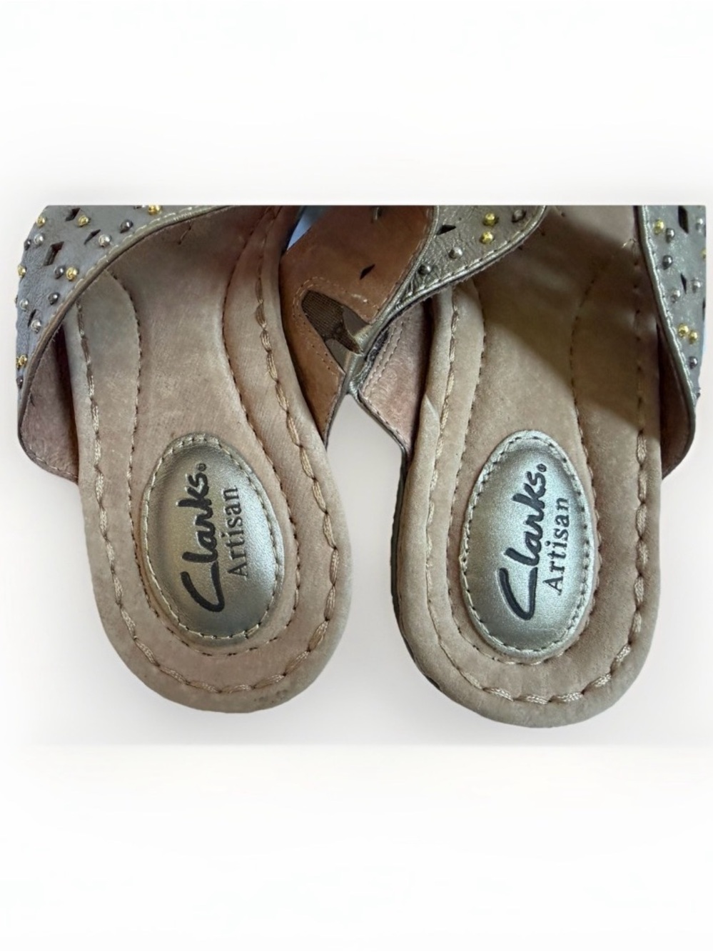 Clarks Artisan Embellished Leather Wedge Comfort Sandals Boho Summer Festival 8M - Picture 6 of 11